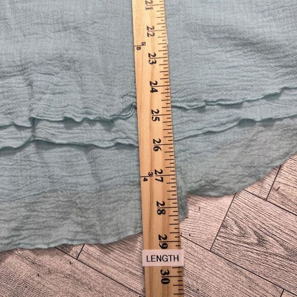 Soft Surroundings Jacinda Top Teal Blue Size Small Gauze Cotton Short Sleeve - Picture 11 of 12